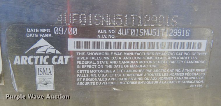 image for item IE9607 2001 Arctic Cat Mountain Cat 800  snowmobile