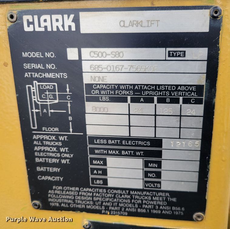 image for item IM9757 Clark C500-S80  forklift