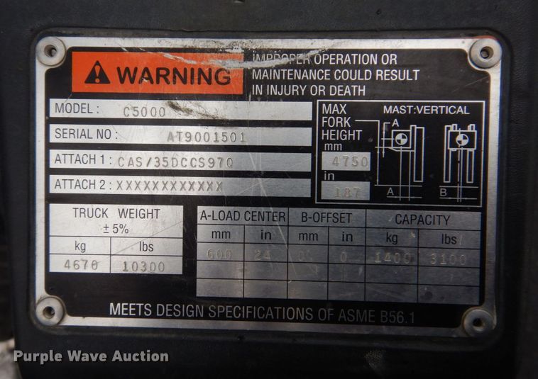 image for item IM9758 Caterpillar C5000  forklift