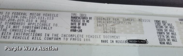 image for item IM9760 2014 Freightliner M2 106  box truck