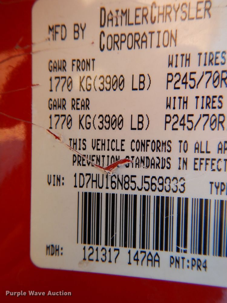 image for item JJ9686 2005 Dodge Ram 1500  pickup truck