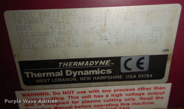 image for item KE9281 Thermal Dynamics PAK1250XR  plasma cutter