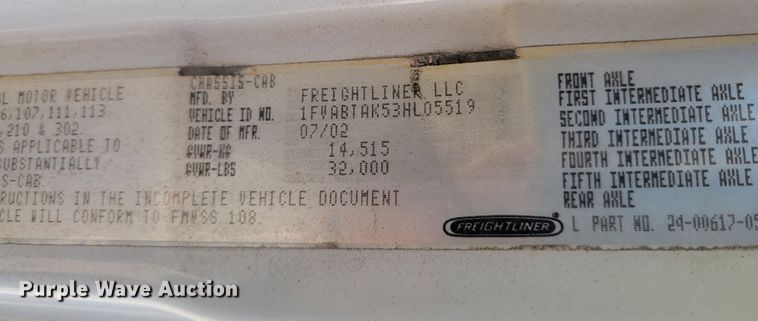 image for item KH9763 2003 Freightliner FL70  box truck