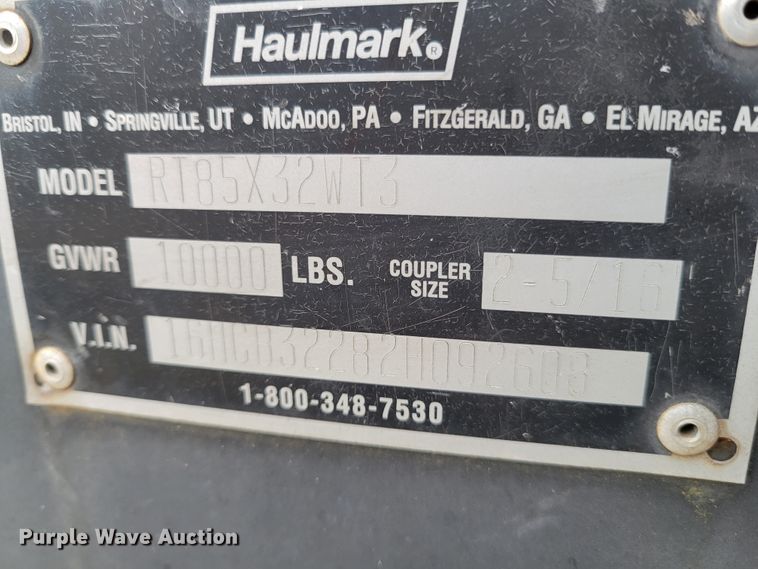 image for item KH9769 2002 Haulmark RT85X32WT3  enclosed cargo trailer