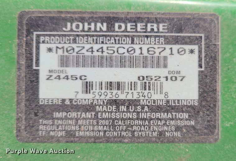 image for item KH9811 John Deere Z445  ZTR lawn mower