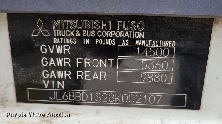 image for item KH9830 2008 Mitsubishi FUSO  box truck