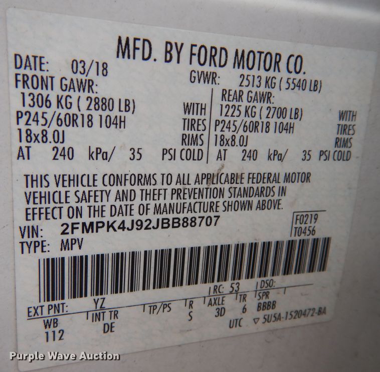 image for item KU9132 2018 Ford Edge  SUV