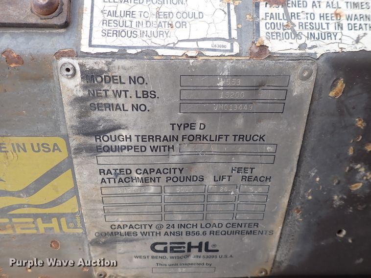 image for item DC4139 1996 Gehl 553  telehandler