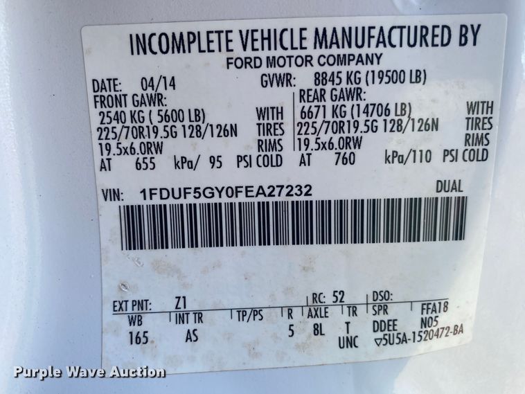 image for item DL6905 2015 Ford F550 Super Duty XL  utility / service truck