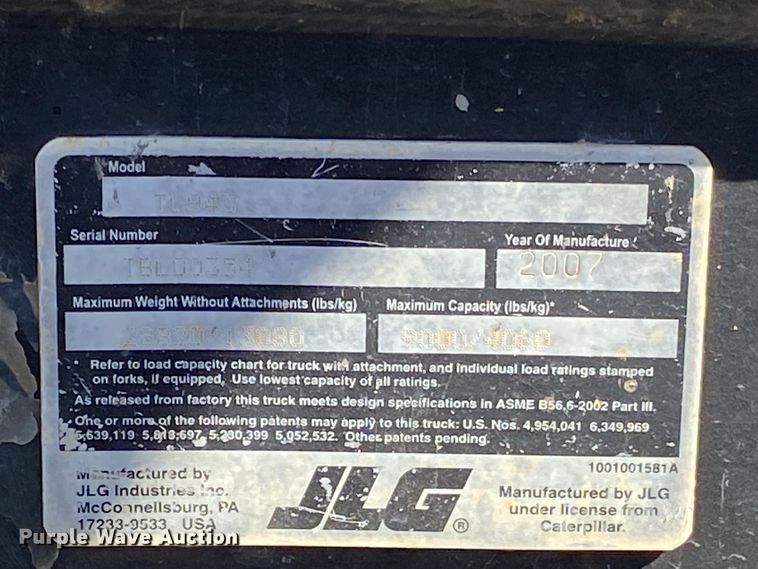 image for item DL6908 2007 Caterpillar TL943  telehandler