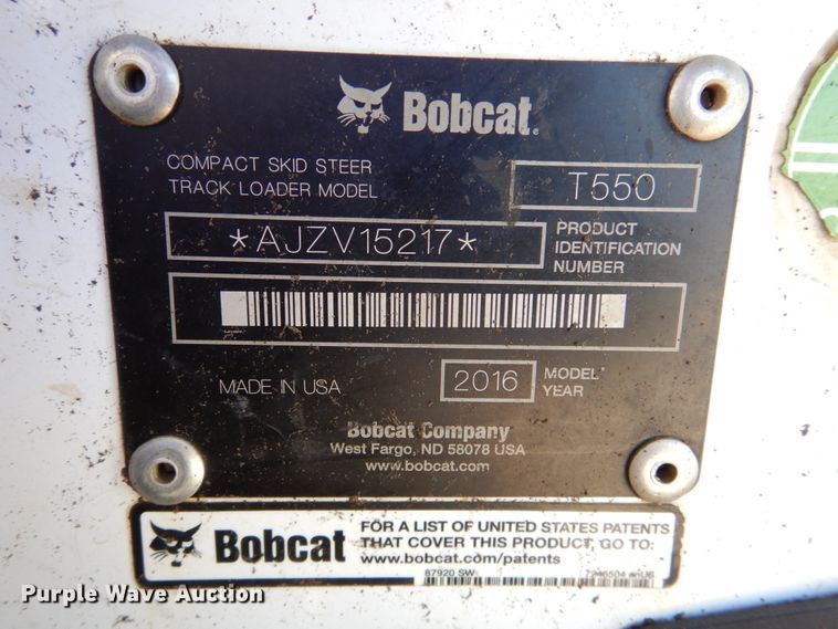 image for item DN2708 2016 Bobcat T550  tracked skid steer loader