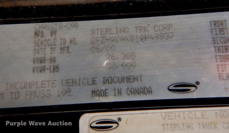 image for item DN2716 2001 Sterling LT8500  dump truck