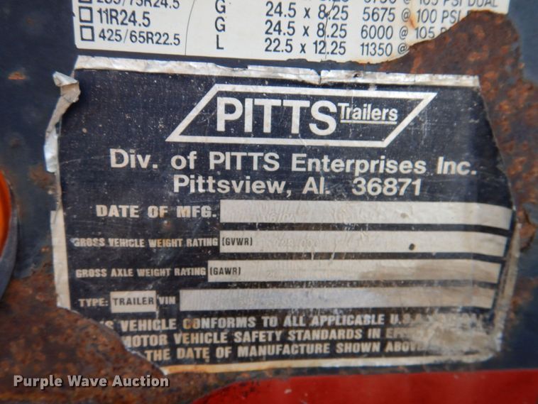 image for item DN2724 2004 Pitts  lowboy equipment trailer