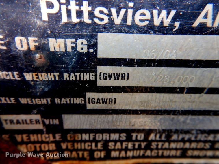 image for item DN2724 2004 Pitts  lowboy equipment trailer