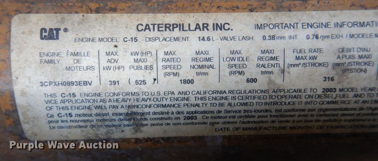 image for item DN2726 2003 Kenworth T800  semi truck