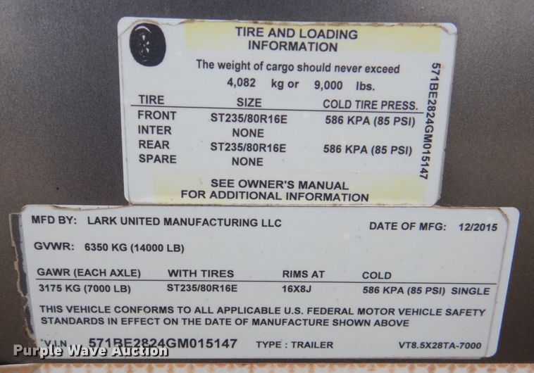 image for item DN2736 2016 Lark VT8.5X28TA  enclosed cargo trailer