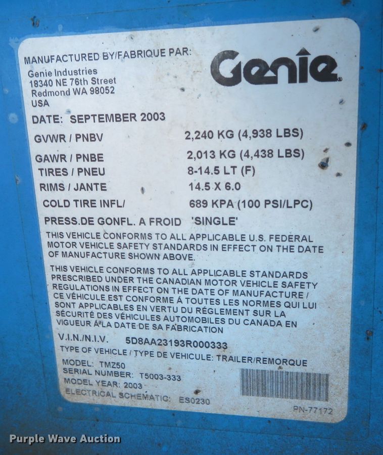 image for item DN7896 2003 Genie TMZ-50/30  boom lift