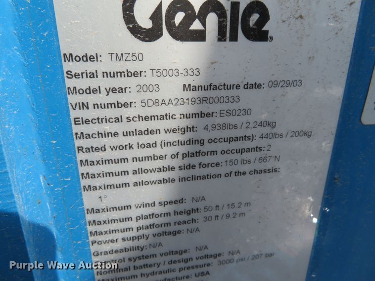 image for item DN7896 2003 Genie TMZ-50/30  boom lift
