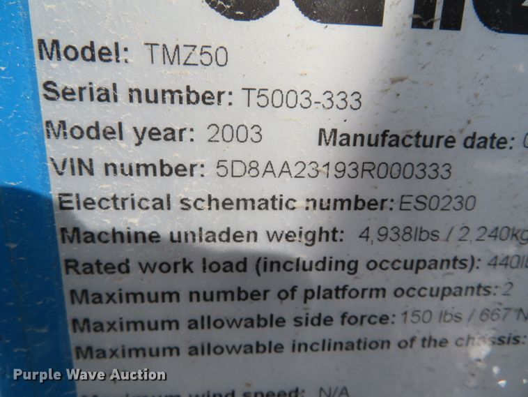 image for item DN7896 2003 Genie TMZ-50/30  boom lift