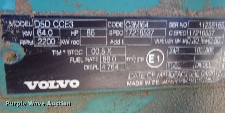 image for item GC9214 2012 Volvo BL60B  backhoe