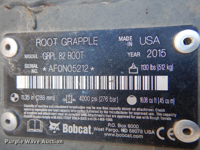 image for item IH9184 Bobcat 82"W skid steer grapple bucket