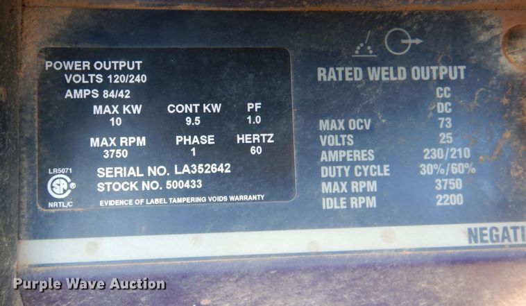 image for item JX9213 Hobart Champion 10000  welder/generator