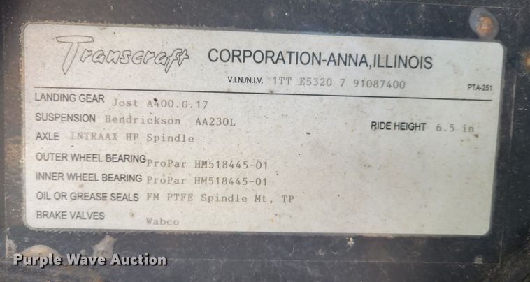 image for item DI1169 2009 Transcraft DTL-2100 W2  drop deck equipment trailer