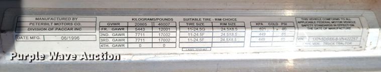 image for item DI1189 1997 Peterbilt 379  flatbed truck with fluid mixers