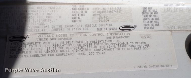 image for item DC4110 2008 Sterling LT8500  dump truck