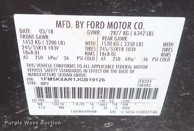 image for item DC4135 2018 Ford Explorer Police  SUV