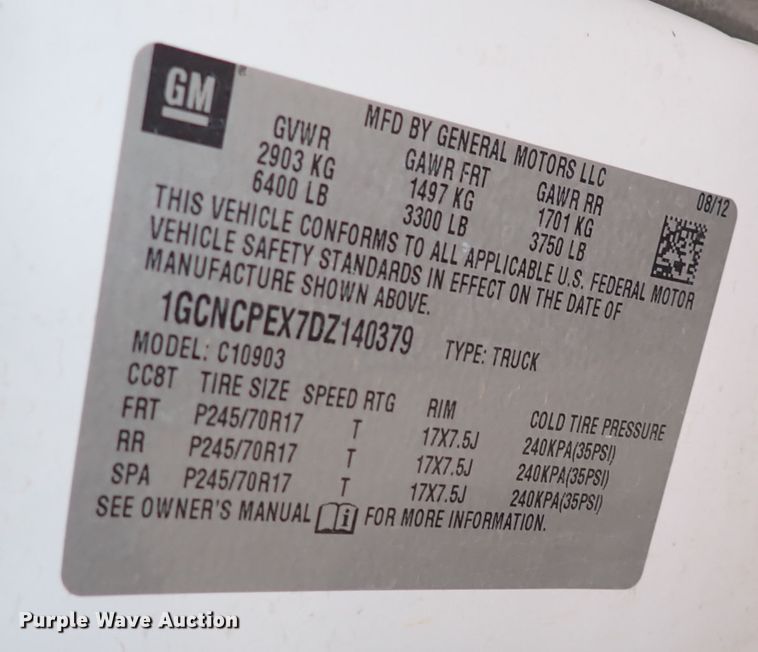 image for item DC4138 2013 Chevrolet Silverado 1500  pickup truck