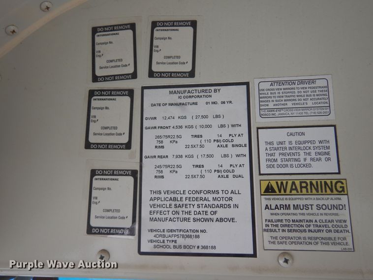 image for item DF0031 2007 International 3000  school bus