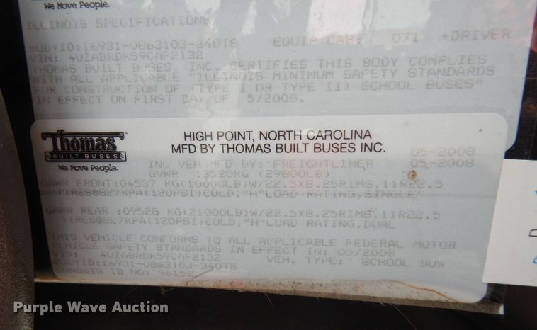 image for item DH8828 2009 Freightliner B2  school bus