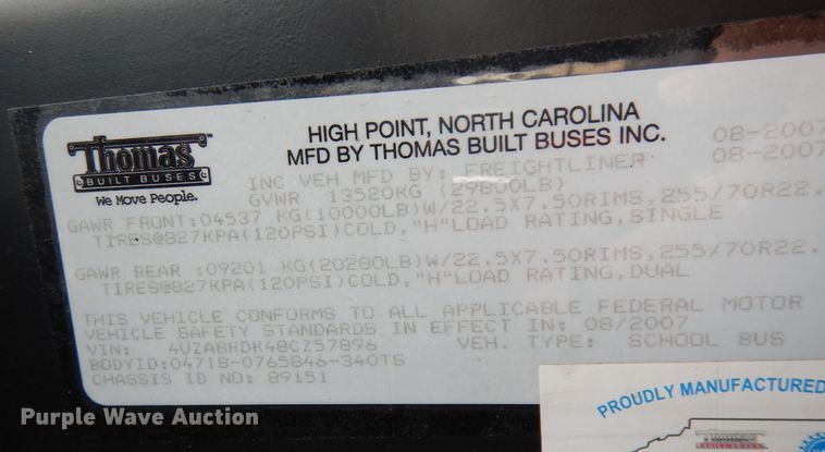 image for item DH8872 2008 Freightliner B2  school bus