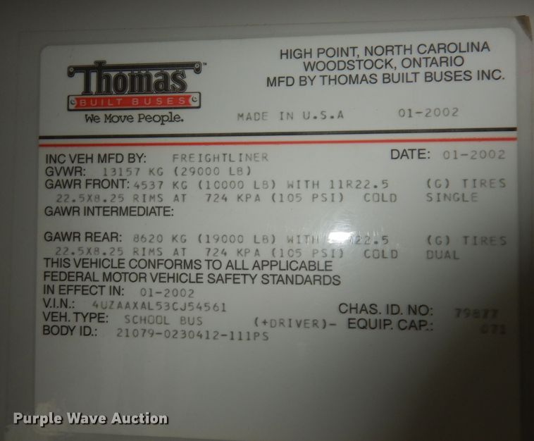 image for item DH8873 2003 Freightliner FS65  school bus