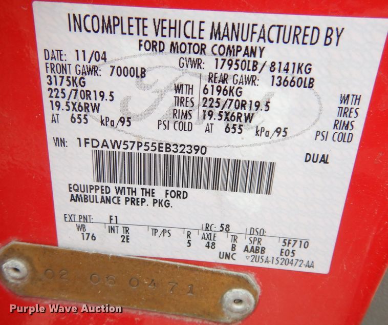 image for item DK3133 2005 Ford F550 Super Duty XLT  brush fire truck