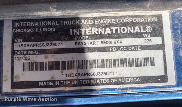 image for item DL6891 2006 International Paystar 5900i  dump truck