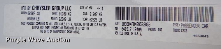 image for item IE9645 2011 Dodge Avenger