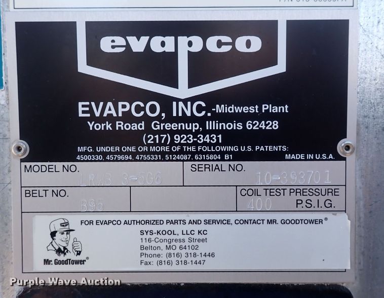 image for item IH9500 Evapco LRWB 3-5G6  cooling tower