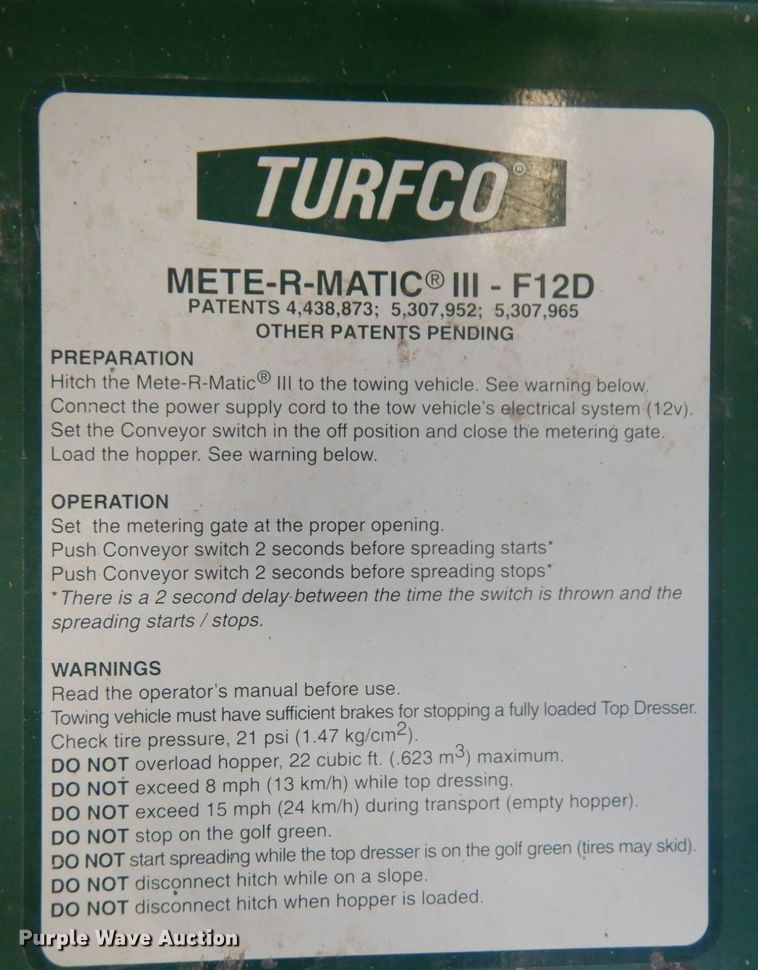 image for item IO9689 Turfco F12D  top dresser