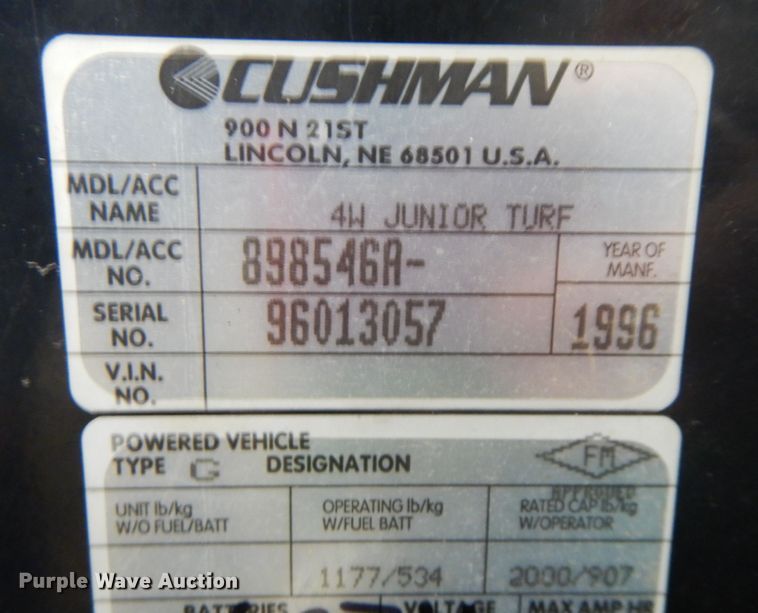 image for item IO9693 1996 Cushman Turf Truckster  utility vehicle