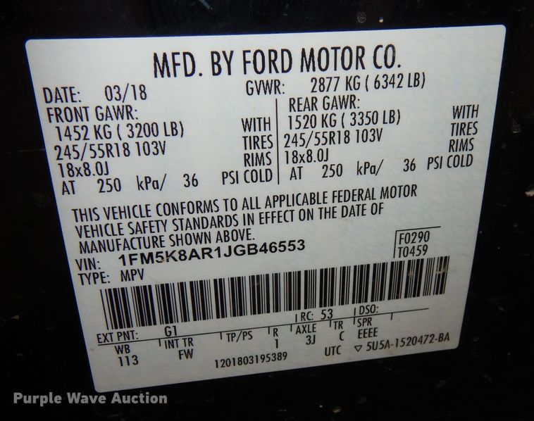 image for item JE9611 2018 Ford Explorer Police Interceptor  SUV