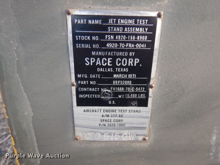 image for item JE9663 (2) 1971 Space Corp jet engine test assembly control cabs