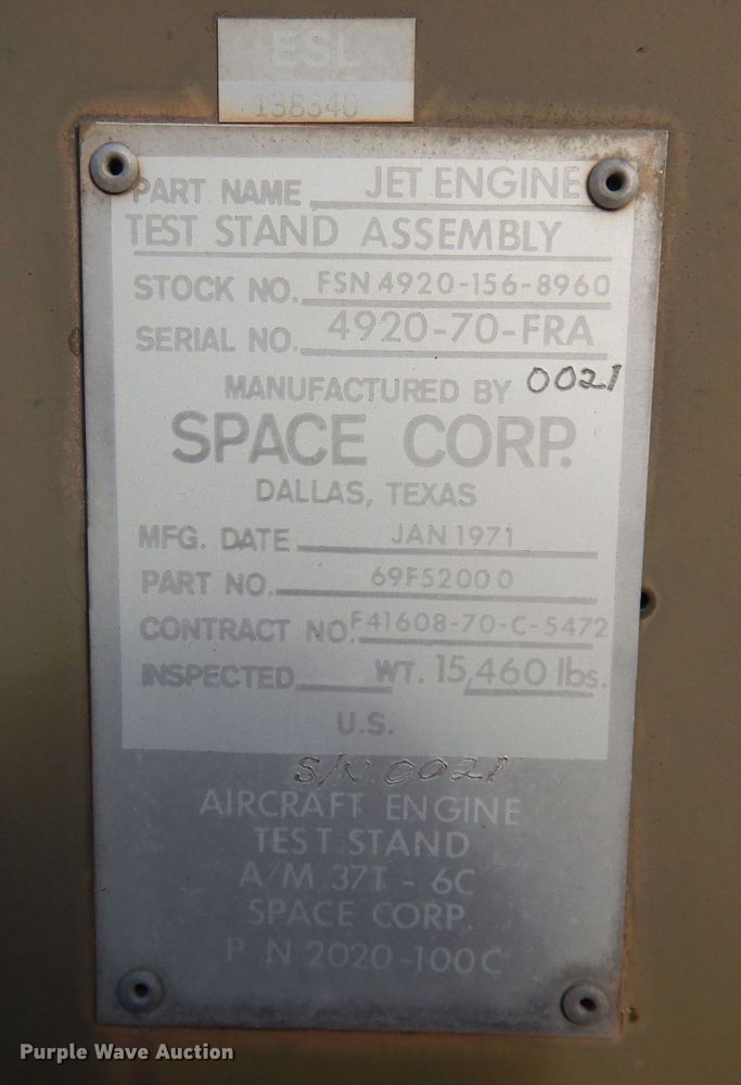 image for item JE9663 (2) 1971 Space Corp jet engine test assembly control cabs