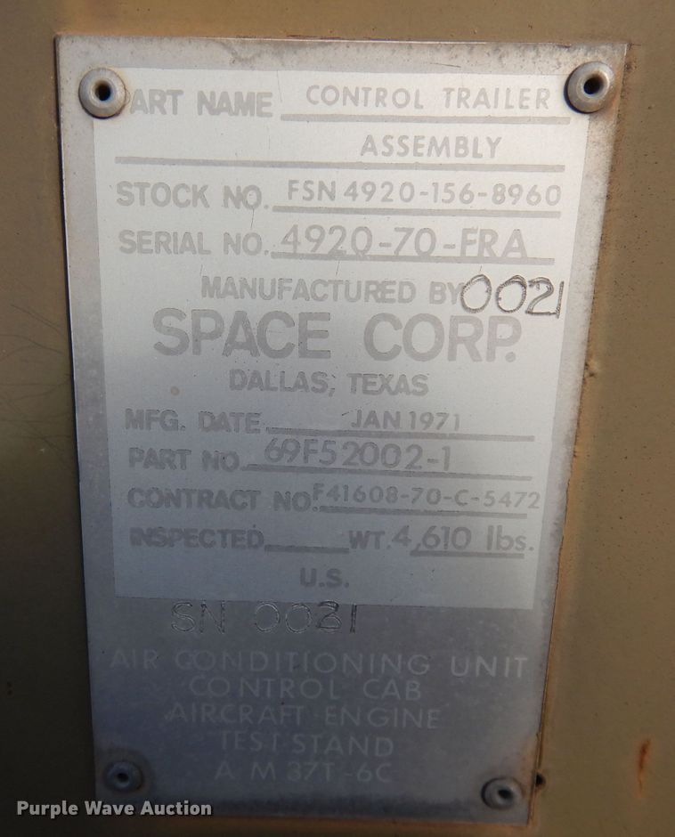 image for item JE9663 (2) 1971 Space Corp jet engine test assembly control cabs