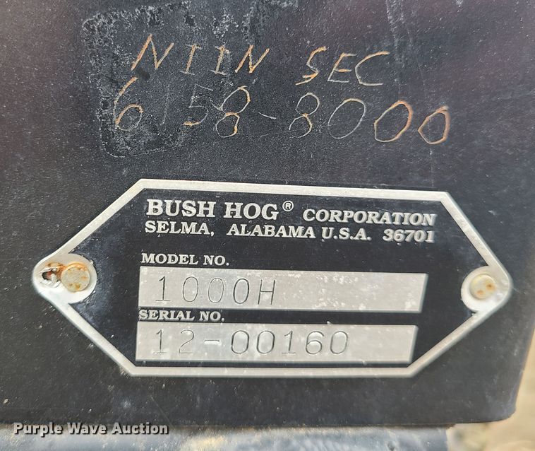 image for item JG9232 Bush Hog 1000H  skid steer backhoe