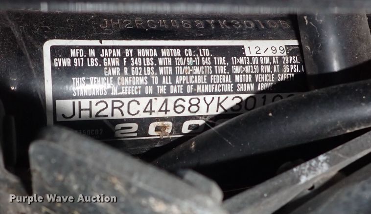 image for item JT9896 2000 Honda VT750CD2  motorcycle