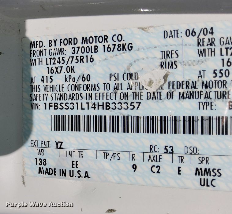 image for item KE9306 2004 Ford E350 XLT Super Duty  handicap accessible van