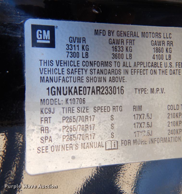 image for item KJ9531 2010 Chevrolet Tahoe  SUV