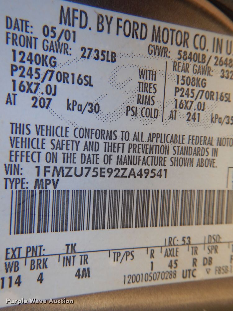 image for item KJ9532 2002 Ford Explorer  SUV